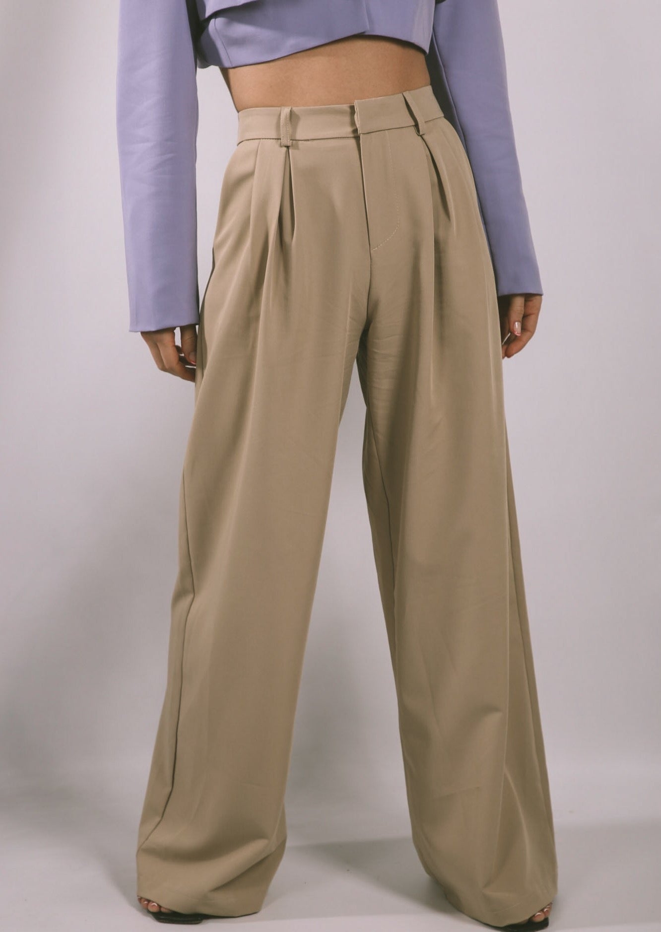 Beige Palazzo Trousers