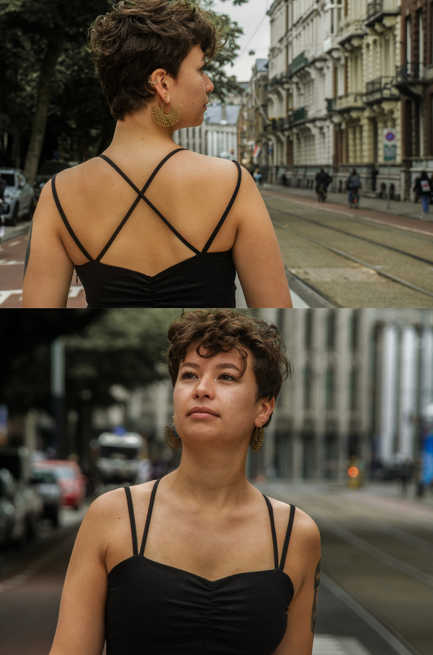 Black strappy crossed dress