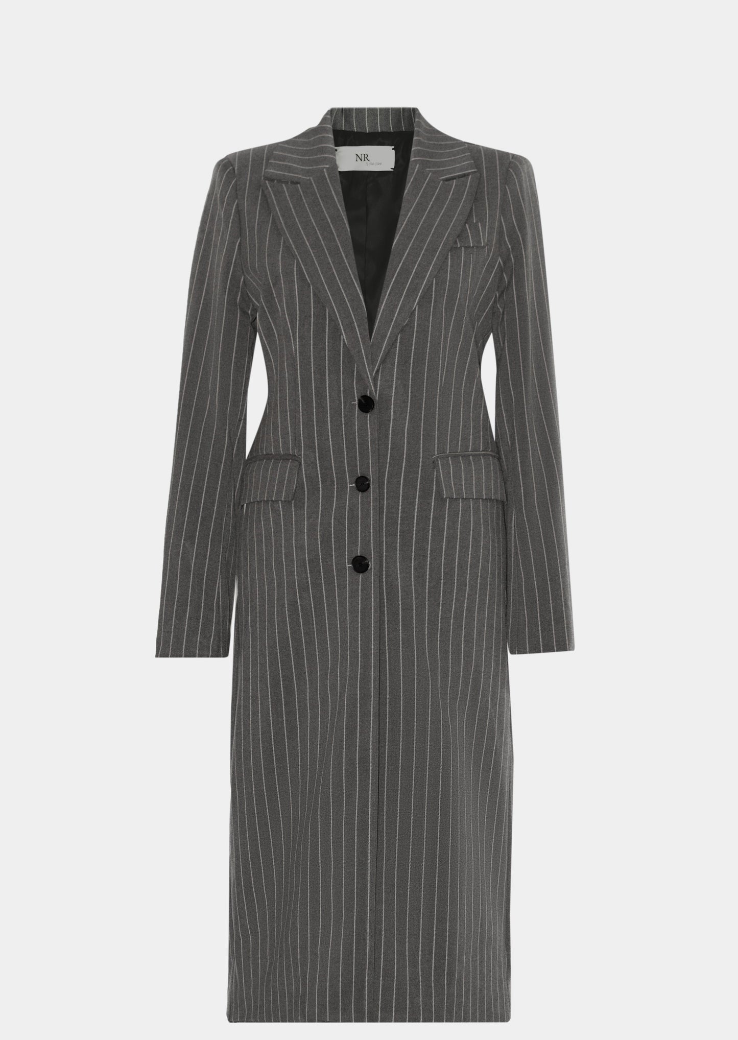 Grey Long Stripped Coat, Long coat,Striped coat, Women's fashion, Elegant outerwear, Classic stripes, Stylish coat, timeless fashion