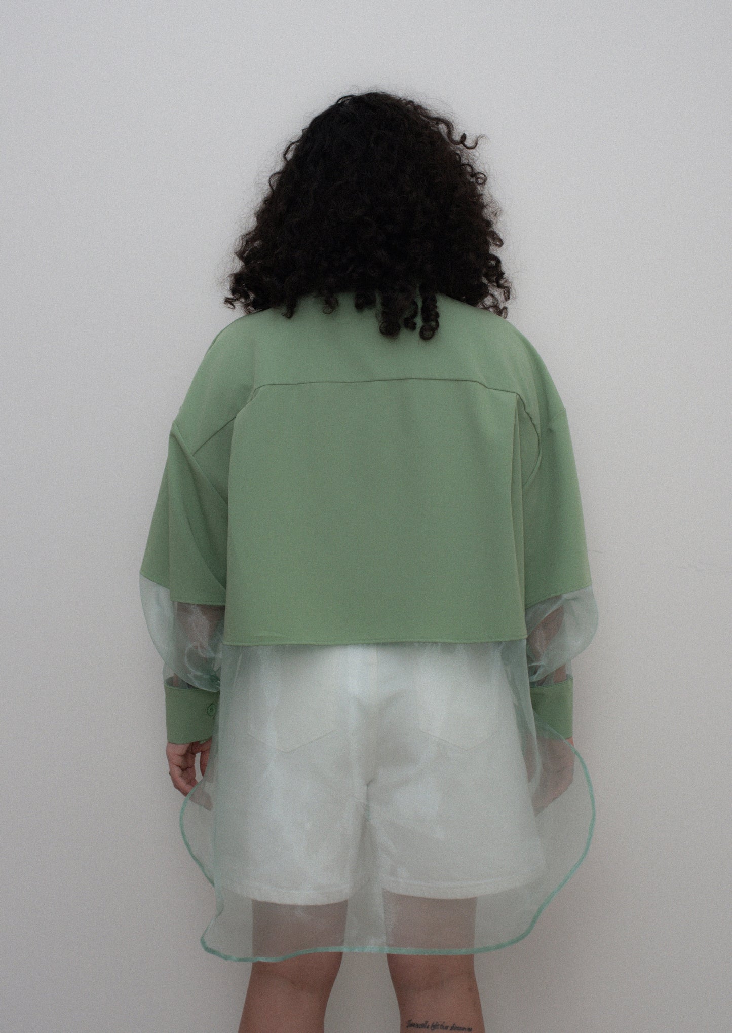 Lime oversized organza shirt blouse