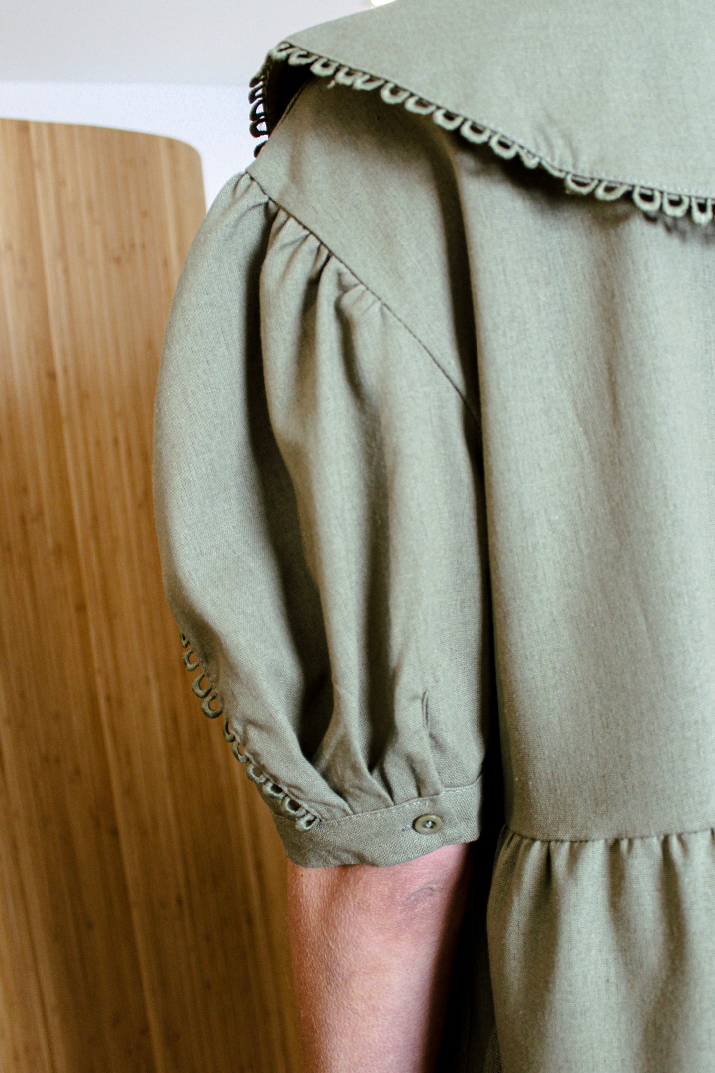Olive Linen Statement Blouse
