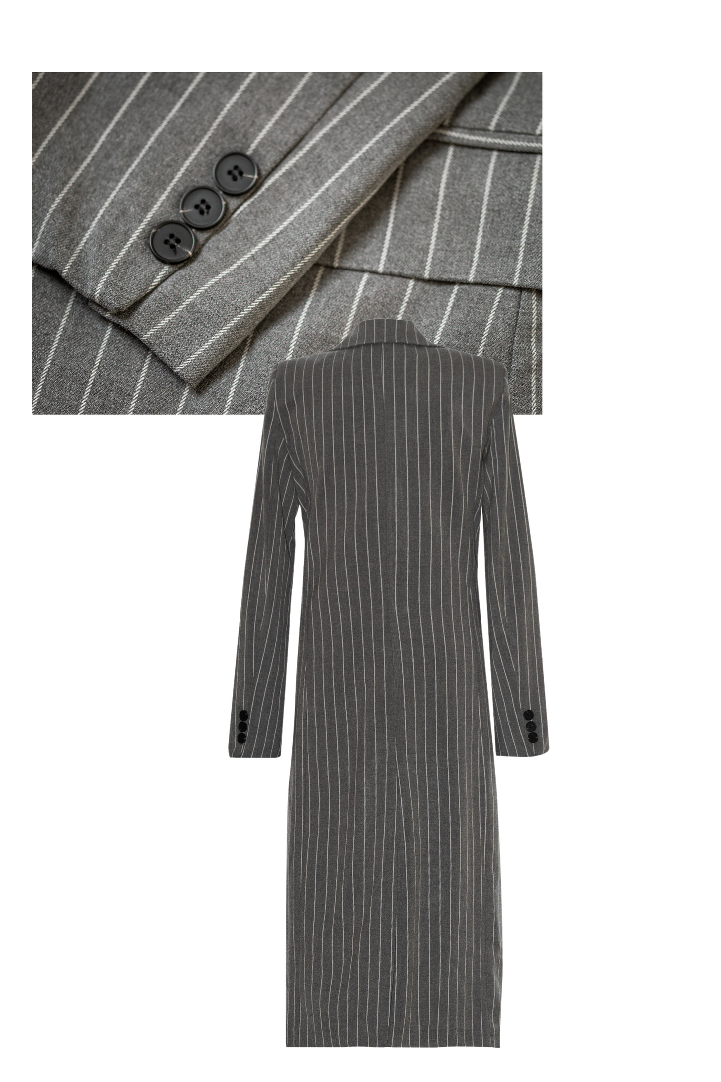 Oversize Green Maxi Coat, Long coat,Striped coat, Women's fashion, Elegant outerwear, Classic stripes, Stylish coat, timeless fashion