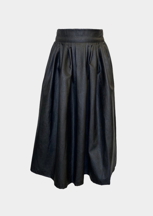 Black Faux leather pleated skirt