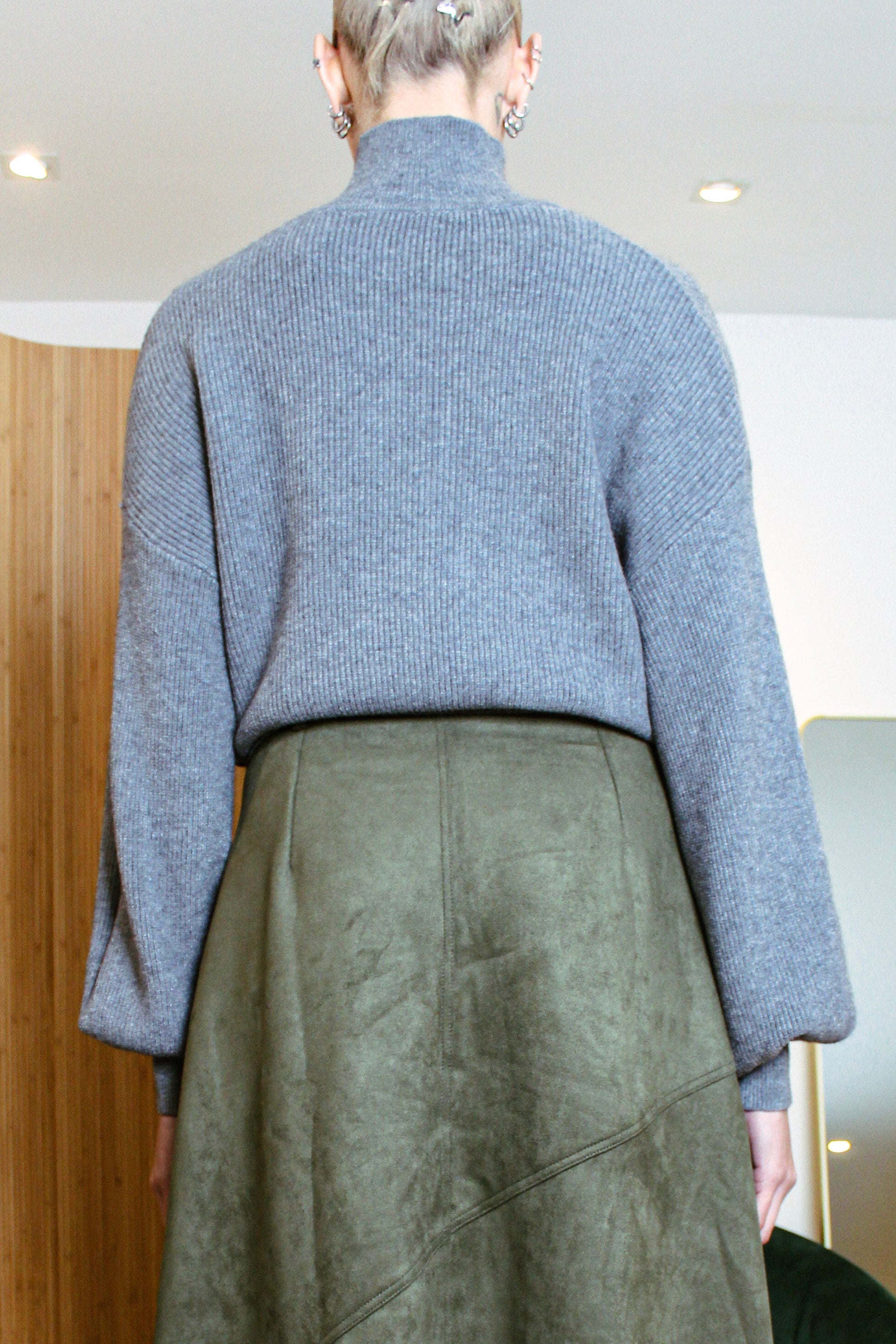 High-Neck Ribbed Knit Top