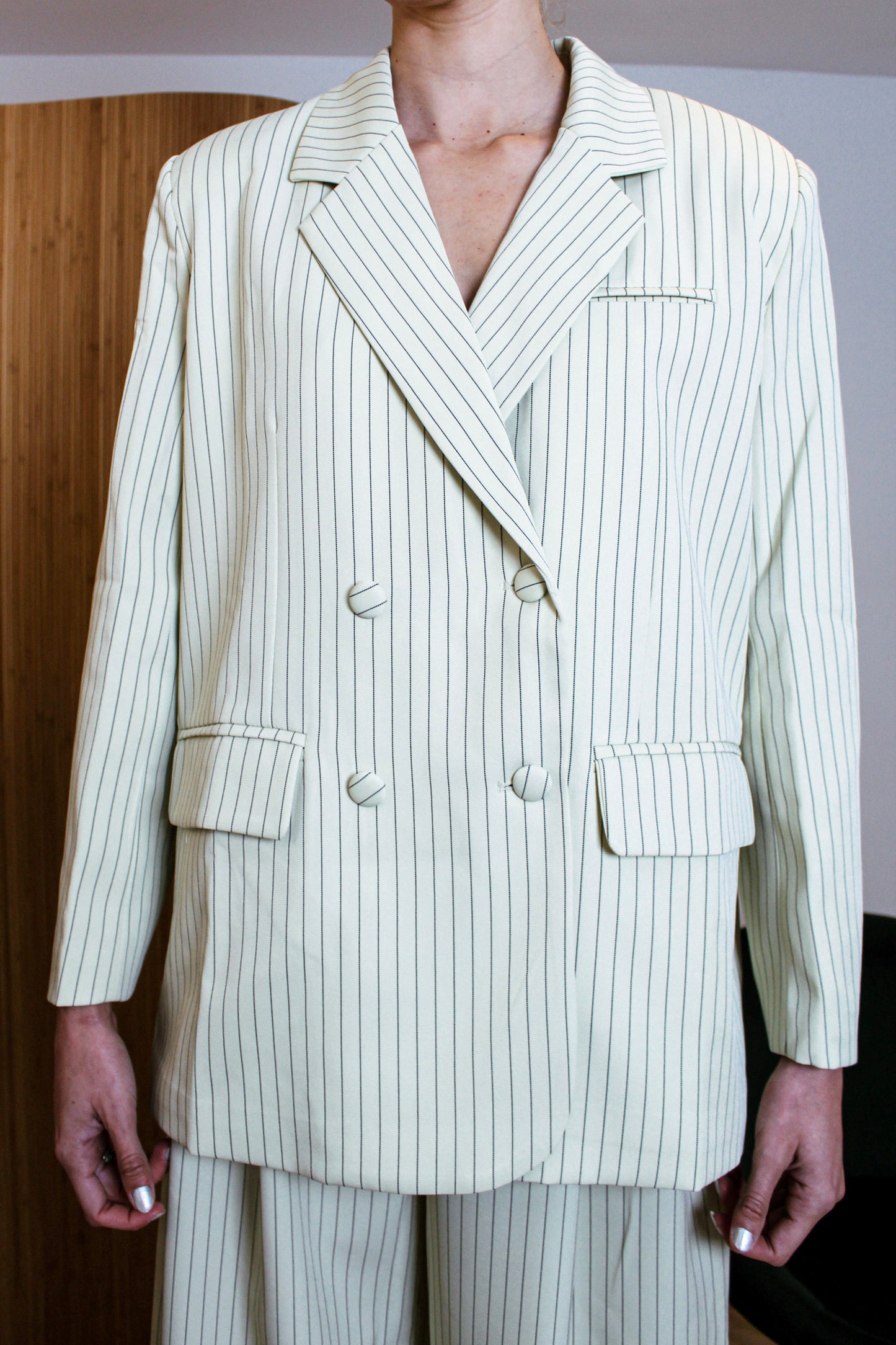Butter Yellow Pinstripe Blazer