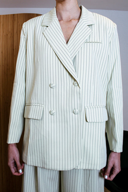 Butter Yellow Pinstripe Blazer