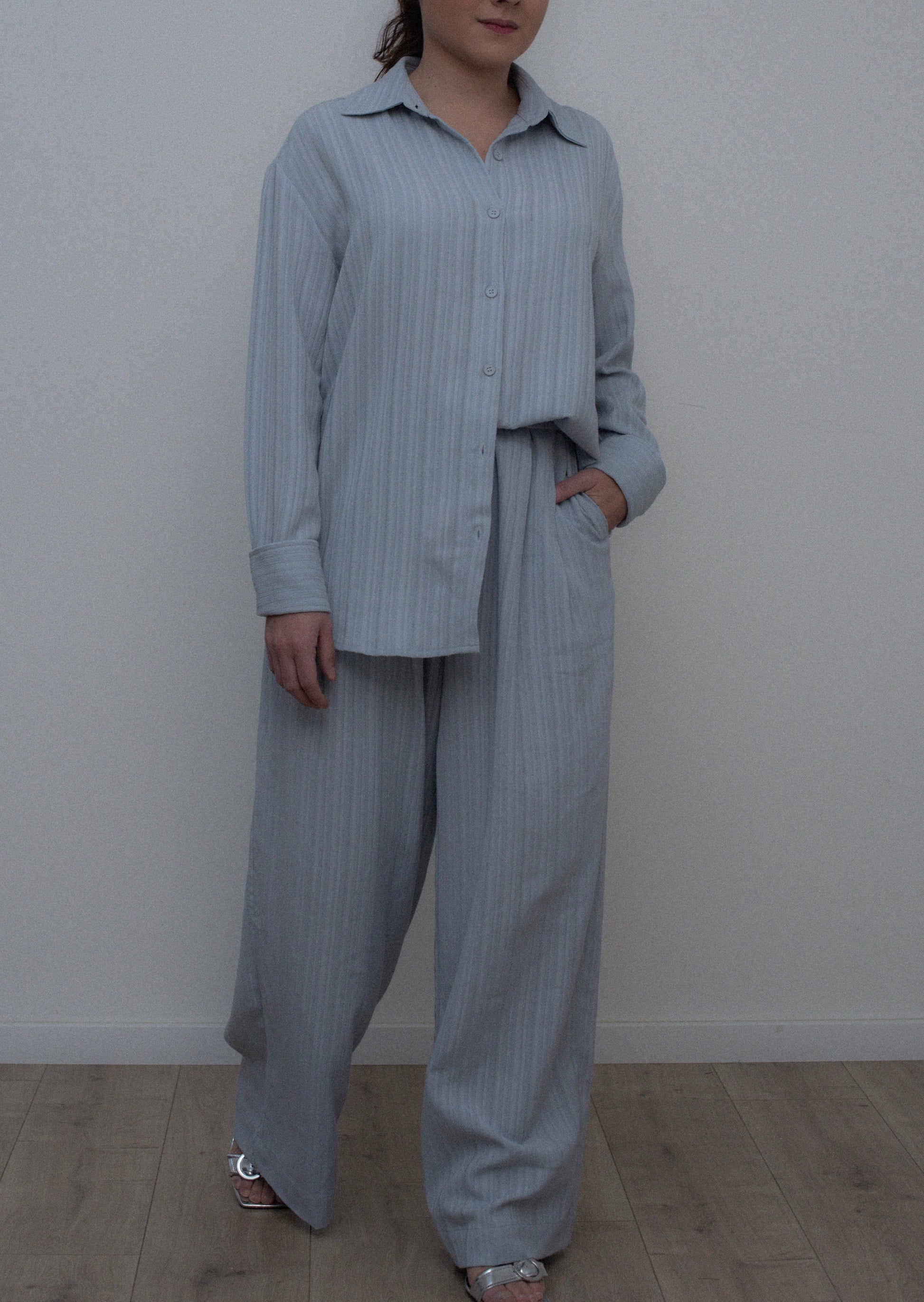 Light blue textured Blouse