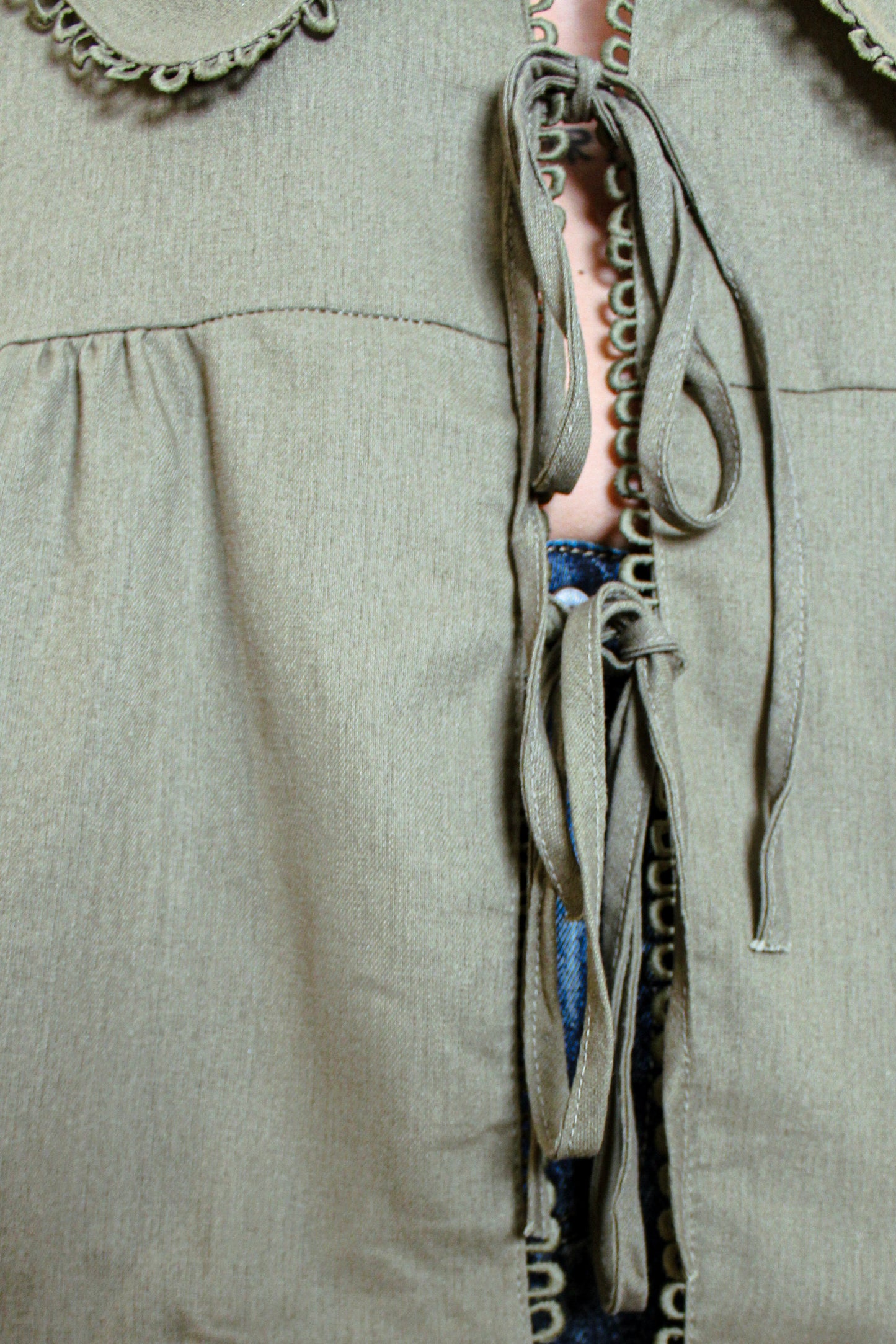 Olive Linen Statement Blouse