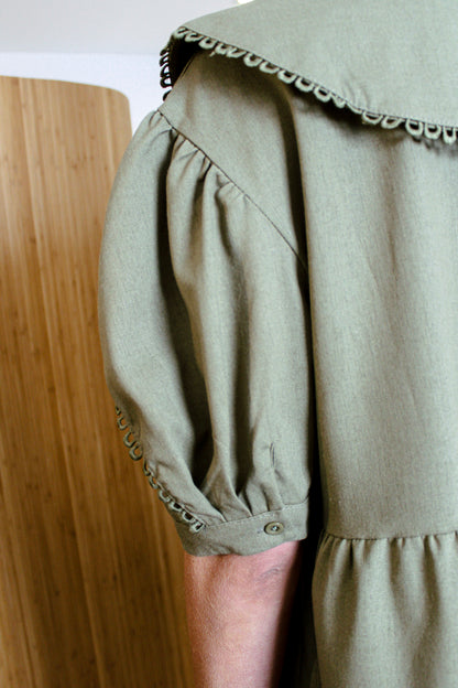 Olive Linen Statement Blouse