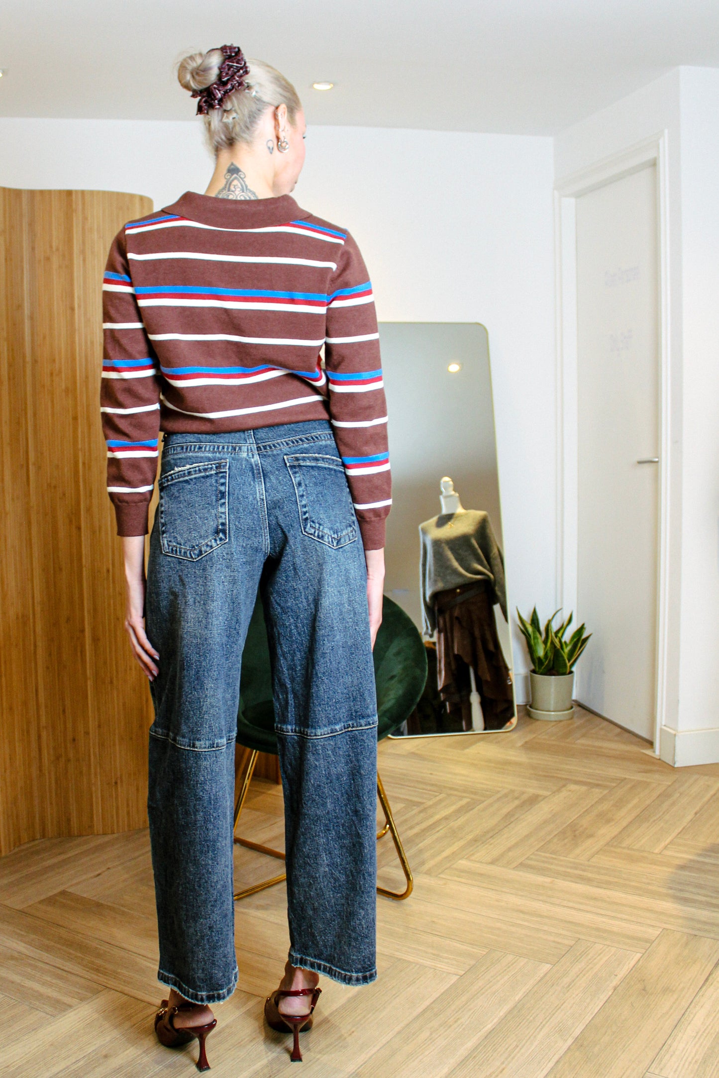 Retro Striped Cotton Polo Knit