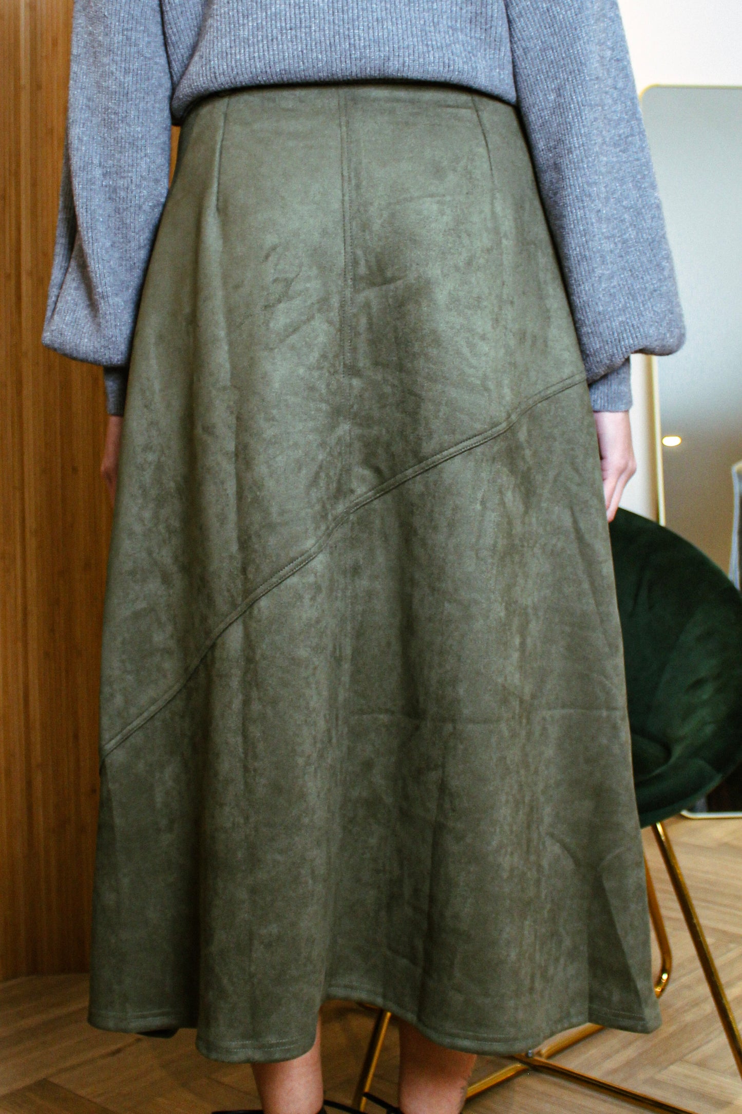 Midi Skirt with Asymmetrical Seam