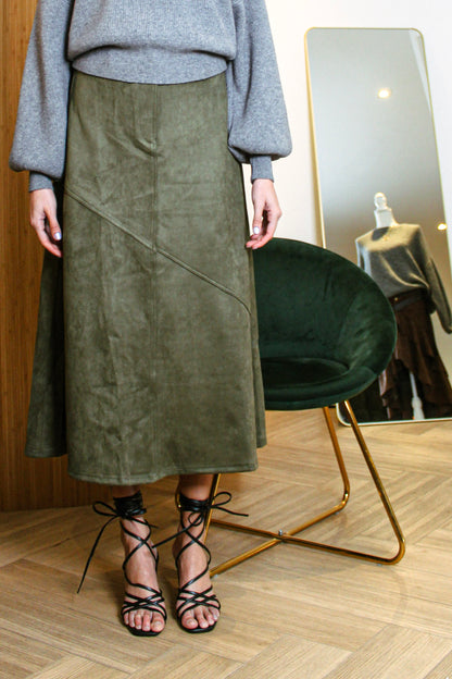 Midi Skirt with Asymmetrical Seam