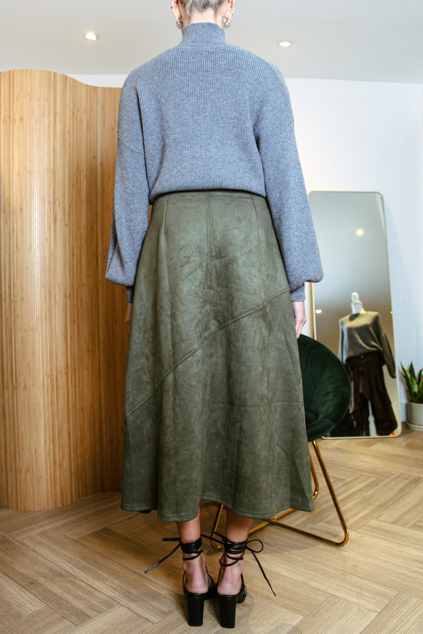 Midi Skirt with Asymmetrical Seam