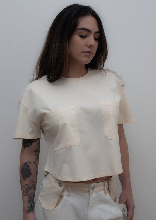 Oversized almost yellow cropped t-shirt