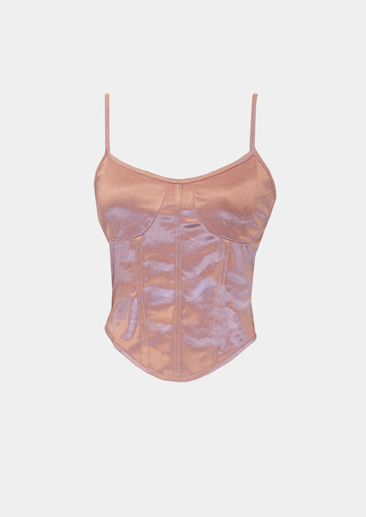 Rose Curved Satin Crop Top
