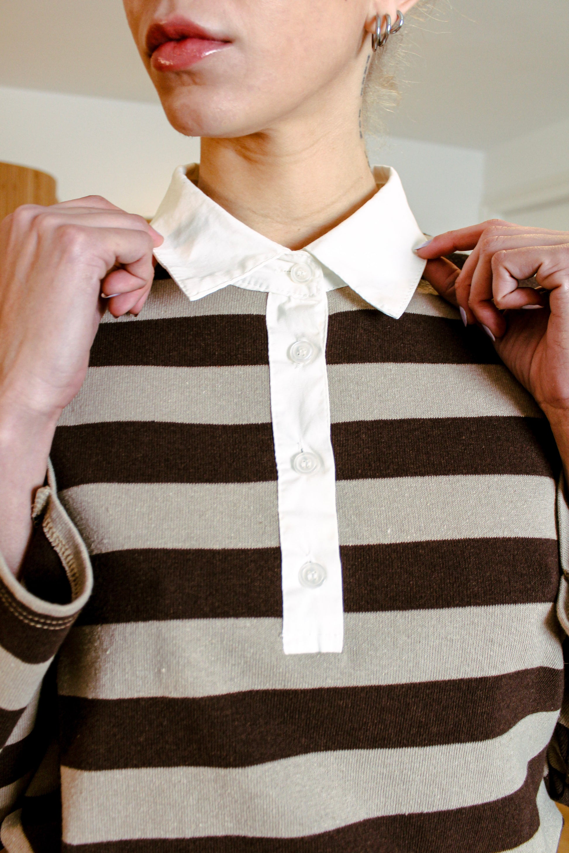 Striped Long Sleeve Polo
