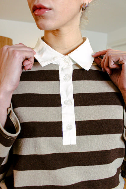 Striped Long Sleeve Polo