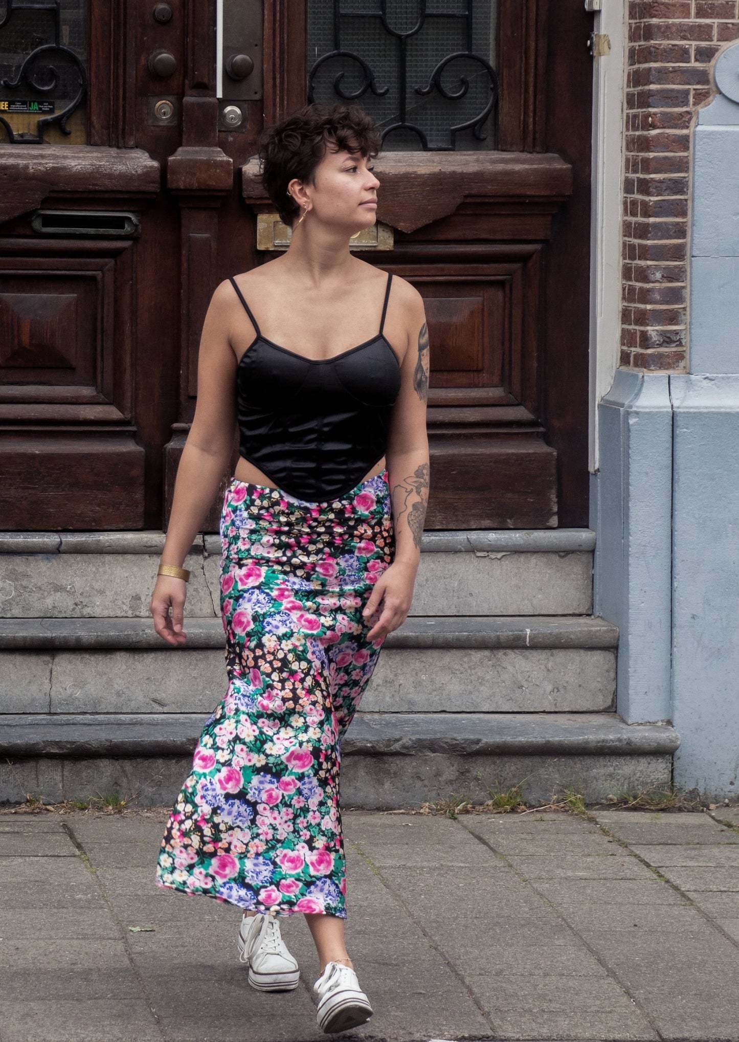  Vintage Floral Print Skirt