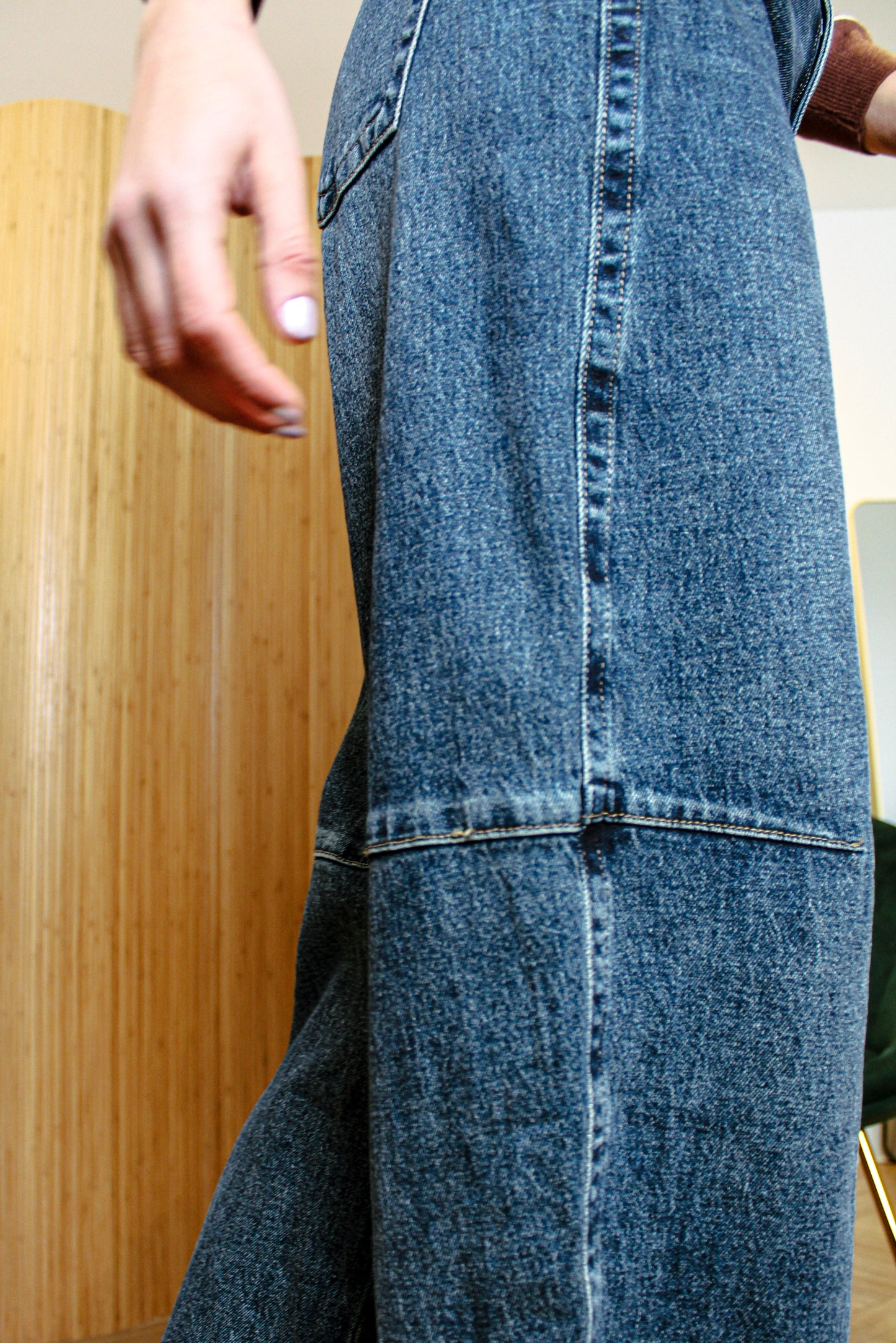 Wide-Leg Denim Pants
