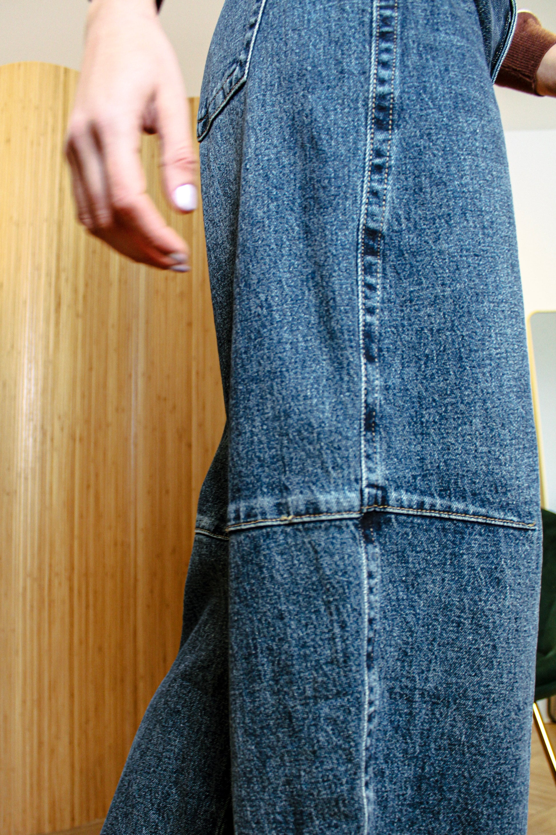 Wide-Leg Denim Pants